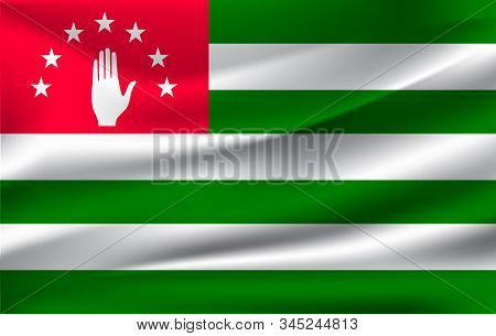 Abkhazia Flag Background With Cloth Texture. Abkhazia Flag Vector Illustration.