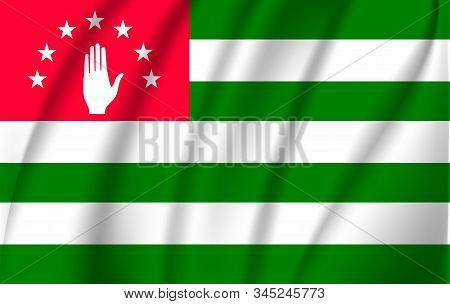 Abkhazia Flag Background With Cloth Texture. Abkhazia Flag Vector Illustration.