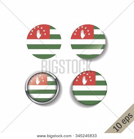 Set Of Abkhazia Flags Round Badges. Vector Illustration. 10 Eps