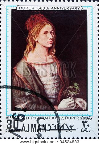 Frimärke Ajman 1970 Self Portrait av Albrecht Durer