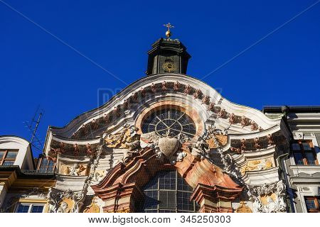 Historic Facade Of The Baroque Asam Church, Asamkirche In Munich, Germany