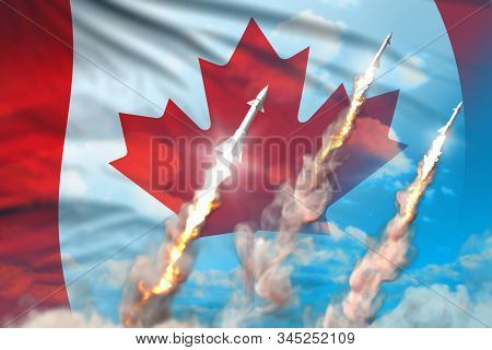 Modern Strategic Rocket Forces Concept On Blue Sky Background, Canada Supersonic Warhead Attack - Mi