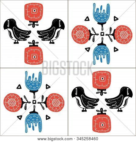 Seamlless Pattern With Flowers And Birds Are An Inspired Example Of Folk Art In The Scandinavian Sty