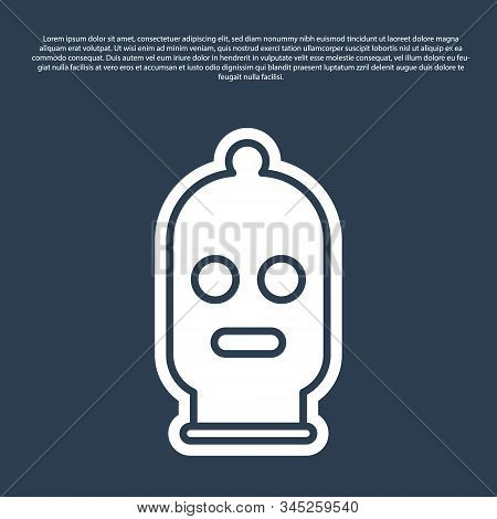 Blue Line Balaclava Icon Isolated On Blue Background. A Piece Of Clothing For Winter Sports Or A Mas