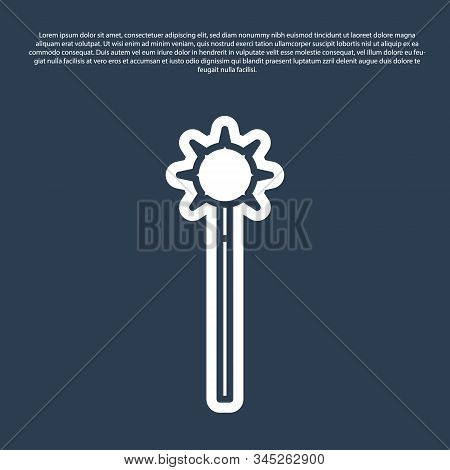 Blue Line Medieval Chained Mace Ball Icon Isolated On Blue Background. Medieval Weapon. Vector Illus