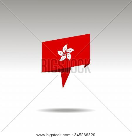 Hongkong Paper Flag 3d Realistic Speech Bubble On White Background