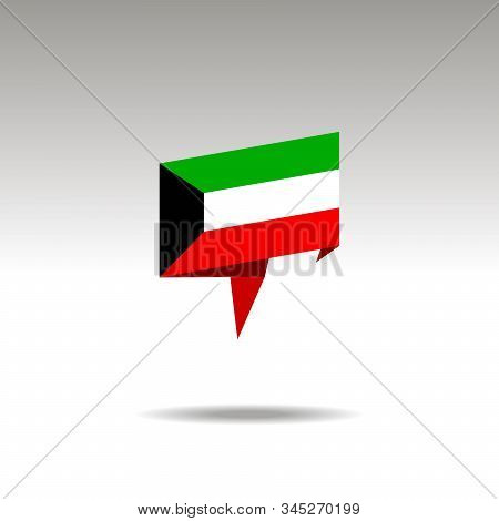 Kuwait Paper Flag 3d Realistic Speech Bubble On White Background