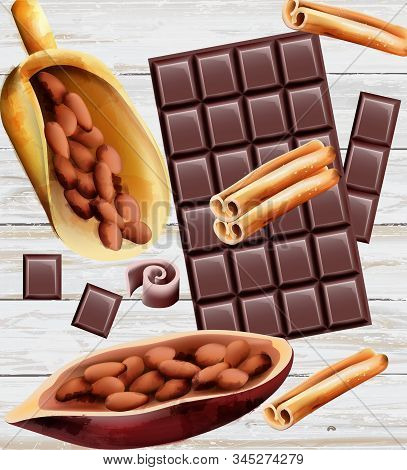 Dark Chocolate With Cinnamon And Cocoa Beans