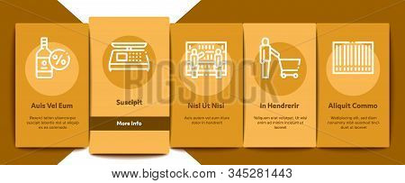 Grocery Shop Shopping Onboarding Mobile App Page Screen Vector. Internet Grocery Shop Or In Super Ma