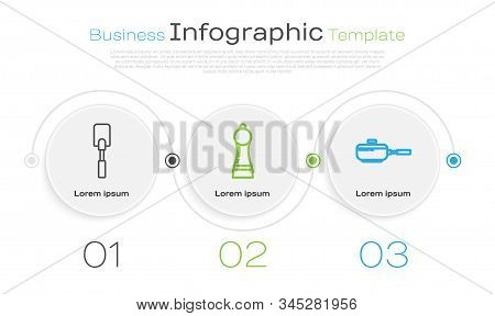 Set Line Spatula , Pepper  And Frying Pan . Business Infographic Template. Vector