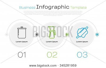 Set Line Cooking Pot , Measuring Cup And Rolling Pin . Business Infographic Template. Vector