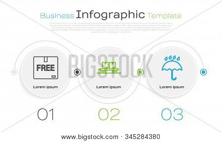 Set Line Cardboard Box With Free Symbol , Railway Carriage  And Umbrella And Rain Drops . Business I