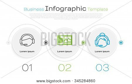 Set Line Support Operator In Touch, Postcard  And Support Operator In Touch. Business Infographic Te