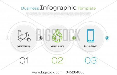 Set Line Scooter Delivery , Worldwide  And Mobile Phone With App Delivery Tracking. Business Infogra