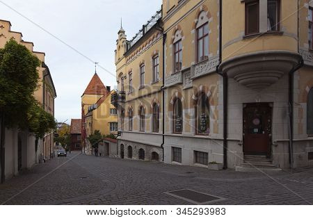 Visby, Sweden On October 13. Street View Of Buildings On October 13, 2019 In Visby, Sweden. Old Hous