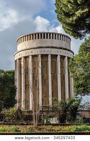 Rome, Italy - December 07, 2019:  Grave Monument In Cemetary Campo Verano ( Cimitero Monumentale Al 