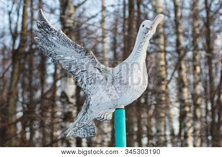 Cheboksary Russia - 10 December 2019: Statue Of Duck As Symbil Of Chuvash Republic In Lakreevskiy Le