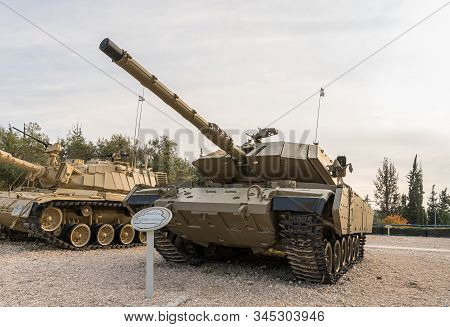 Latrun, Israel, January 14, 2020 : Magach 7c Tank Is On The Memorial Site Near The Armored Corps Mus