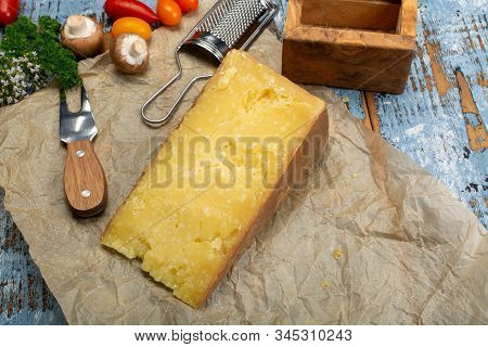 Cheese Collection, Aged Yellow Hard, Maniva Cheese From Alpine Valleys Near Mount Maniva, North Ital