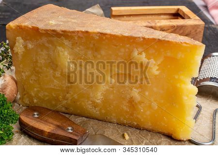 Cheese Collection, Aged Yellow Hard, Maniva Cheese From Alpine Valleys Near Mount Maniva, North Ital