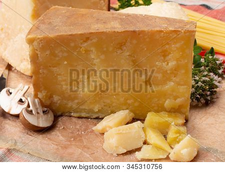 Cheese Collection, Aged Maniva Cheese From Alpine Valleys Near Mount Maniva, North Italy