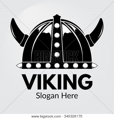 Simple Helmet Viking Logo Black Vector Template Set
