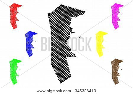 Al Daayen (state Of Qatar, Municipalities Of Qatar) Map Vector Illustration, Scribble Sketch Az Za A