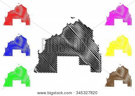 Al Shamal (state Of Qatar, Municipalities Of Qatar) Map Vector Illustration, Scribble Sketch Madinat