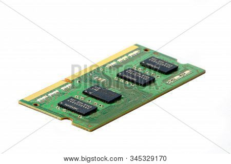 Green Ram Memory Hardware Isolated On White Background