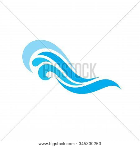 Sea Water Wave Concept Vector Illustration In Flat Style. Abstract Blue Icon Shapes. Graphic Icon De