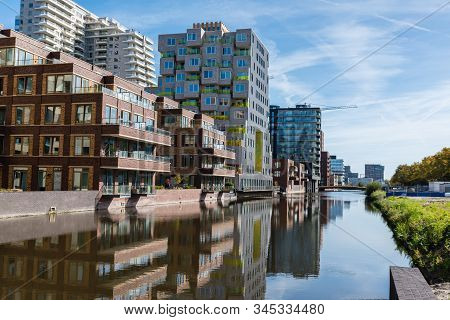 Glass Tower Buildings In The Financial Center Of The City Of Amsterdam Called Zuid-as Or South-axe