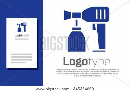 Blue Paint Spray Gun Icon Isolated On White Background. Logo Design Template Element. Vector Illustr