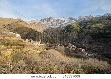 Berber Village Located High In Atlas Mountains, Morocco