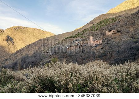 Berber Village Located High In Atlas Mountains, Morocco