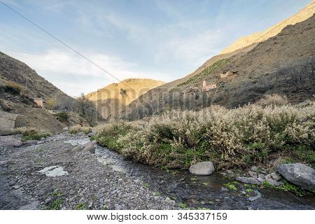 Berber Village Located High In Atlas Mountains, Morocco