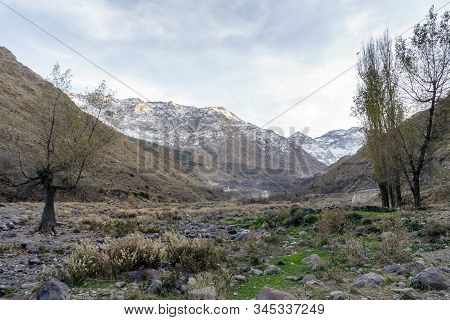 Beautiful Valley In Atlas Mountain By Sunset, Morocco