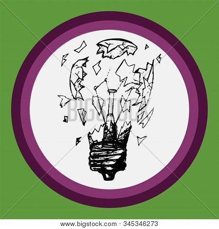 Black Line Art Of Light Bulb. Hand-drawn Figure, Isolated Icon On A White Background. Proper Use Of 