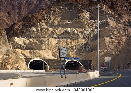 Entrance Of Al Raugh Tunnel On The New Sharjah-khor Fakkan Road.