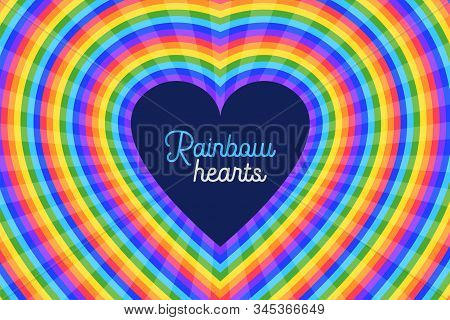 Happy Red Valentines Day - Colorful Rainbow Hearts Design Background Illustration