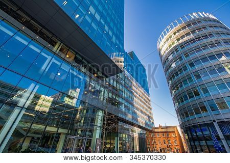 Manchester, United Kingdom - November 29, 2019: Street View Of Spinningfields, A Modern Area Was Spe