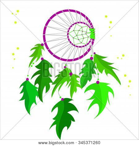 Vector Illustration Of Dream Catcher, Sacred Amulet, Protective Talisman. Design For Printing, Poste
