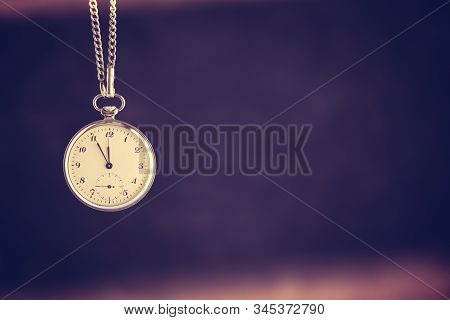 Time Passing Concept. Old Pocket Watch. Running Out Of Time And Urgency.
