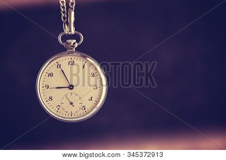 Time Passing Concept. Old Pocket Watch. Running Out Of Time And Urgency.