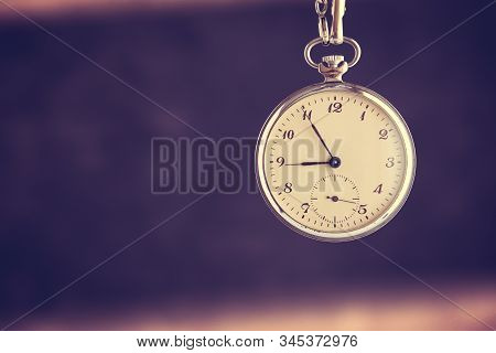 Time Passing Concept. Old Pocket Watch. Running Out Of Time And Urgency.