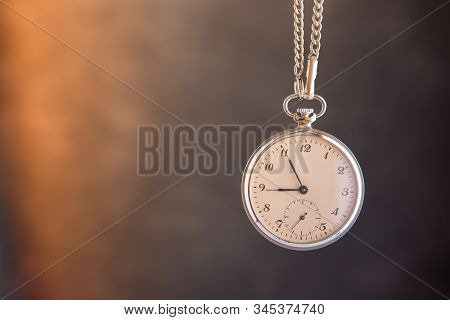 Rustic Pocket Watch. Deadline, Running Out Of Time. Time Passing Concept.