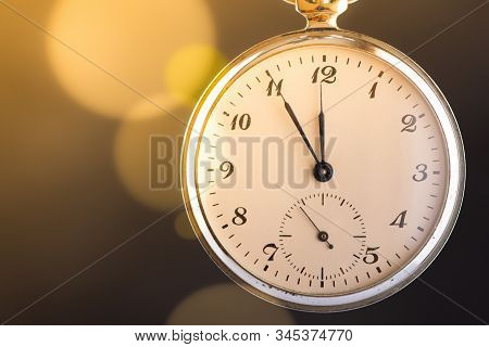 Rustic Pocket Watch. Deadline, Running Out Of Time. Time Passing Concept.