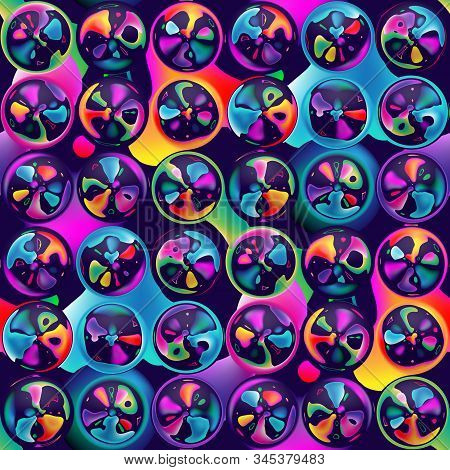Vivid Vibrant Blob Shapes Glitch Seamless Pattern