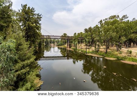 View Of The Iron Rail Bridge Over The Macquarie River Built In 1884 And Known As The Lattice Railway
