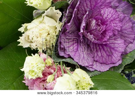 Detail Closeup Of Original Bouquet In Vintage Style On A Dark Background, Selective Focus