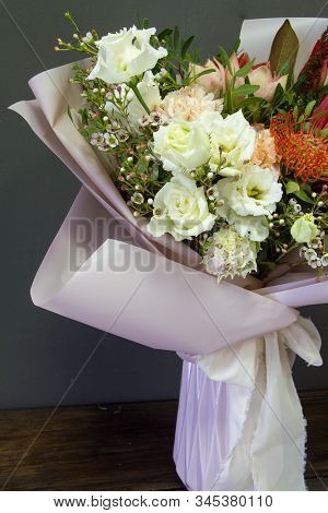The Original Bouquet In Vintage Style On A Dark Background, Selective Focus